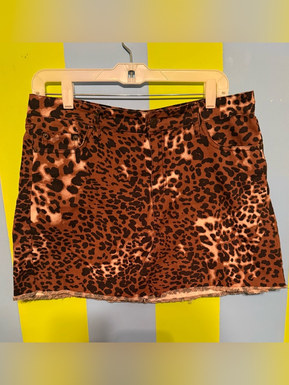 Leopard Print Mini Skirt - Brown Animal Pattern size large